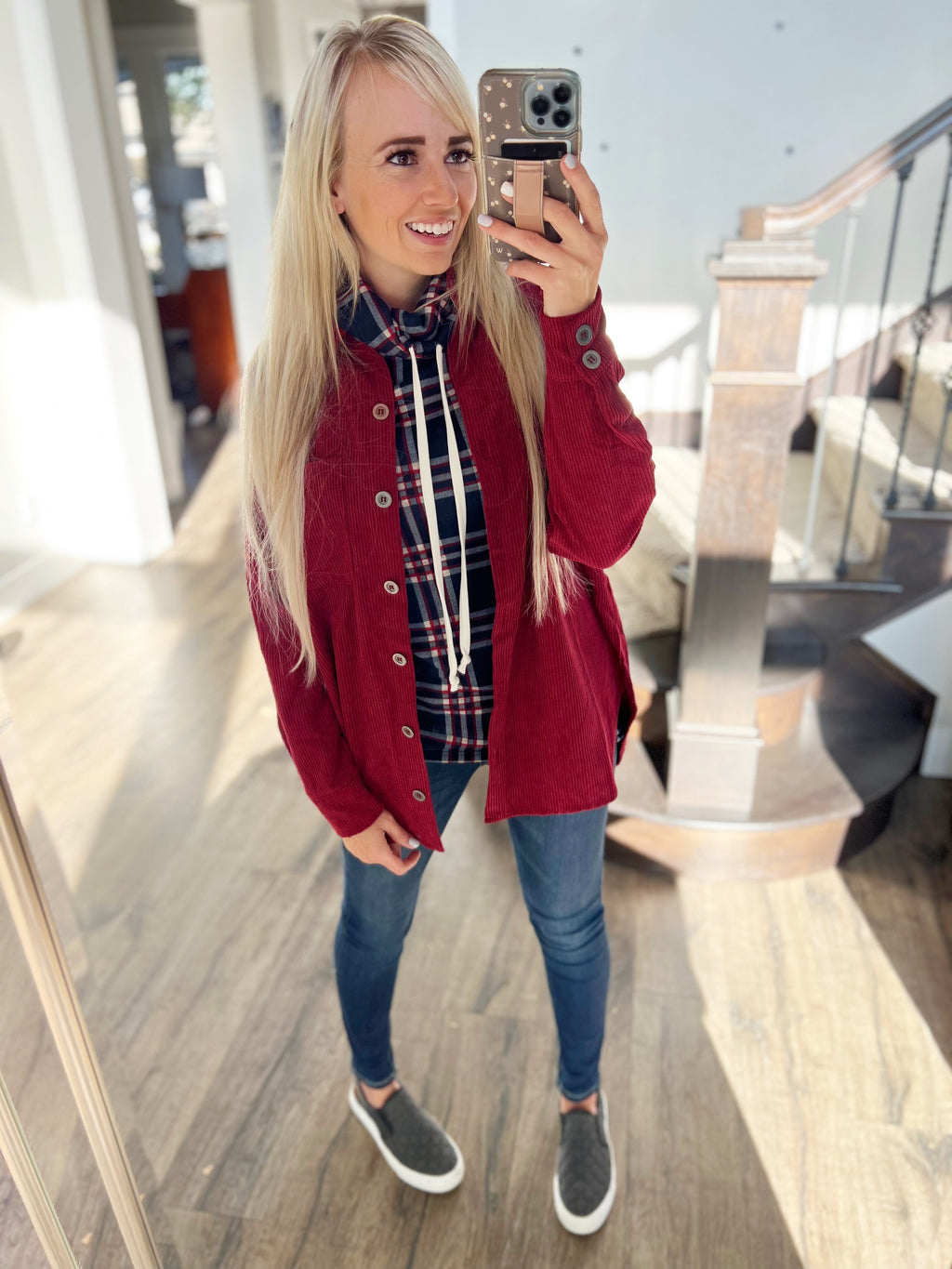 Enough For You Corduroy Jacket in Garnet