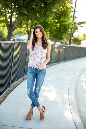 It Was Dark Floral Tank Top in Lavender (SALE)