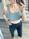 Miracle Ribbed Square Neck Padded Cropped Tank (Multiple Colors)