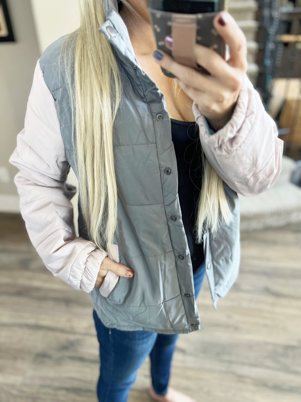 Sing It Loud Reversible Coat in Gray, Pink and Blue