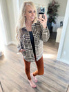Keep You Here Sherpa Lined Plaid Shacket in Cocoa