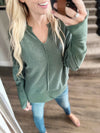 Good Times Reversed Terry Long Sleeve in Olive Teal