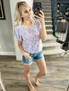 Best Lover Flutter Sleeve Top in Purple Floral
