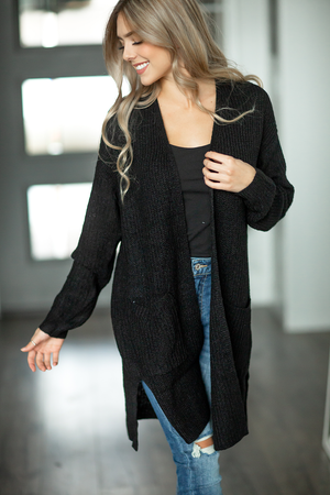 Over There Knit Cardigan in Black