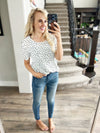Don't Forget About Me Short Sleeve Polka Dot Top in Ivory