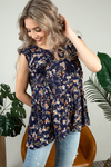 Break My Fall Floral Top in Navy (SALE)