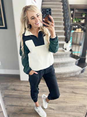 Mono B Dash Color Block 1/4 Zip Pullover
