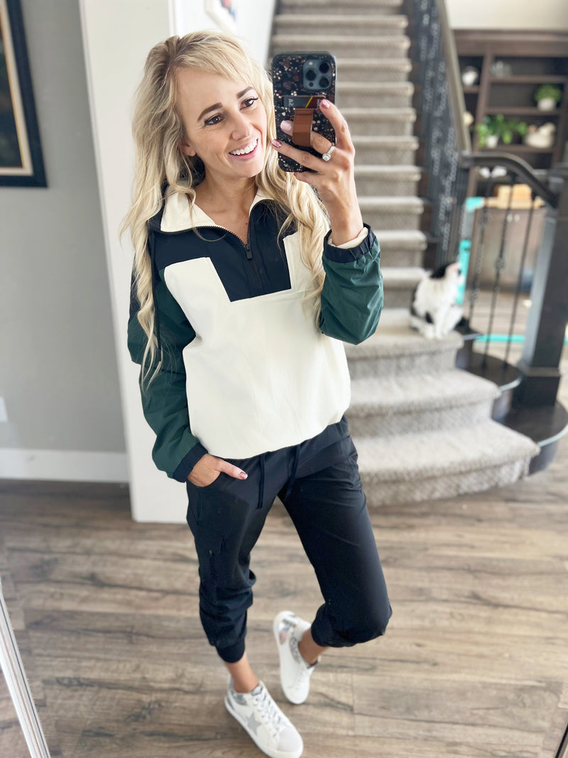 Mono B Dash Color Block 1/4 Zip Pullover