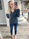 Easy Going Quilted Sweatshirt In Washed Navy