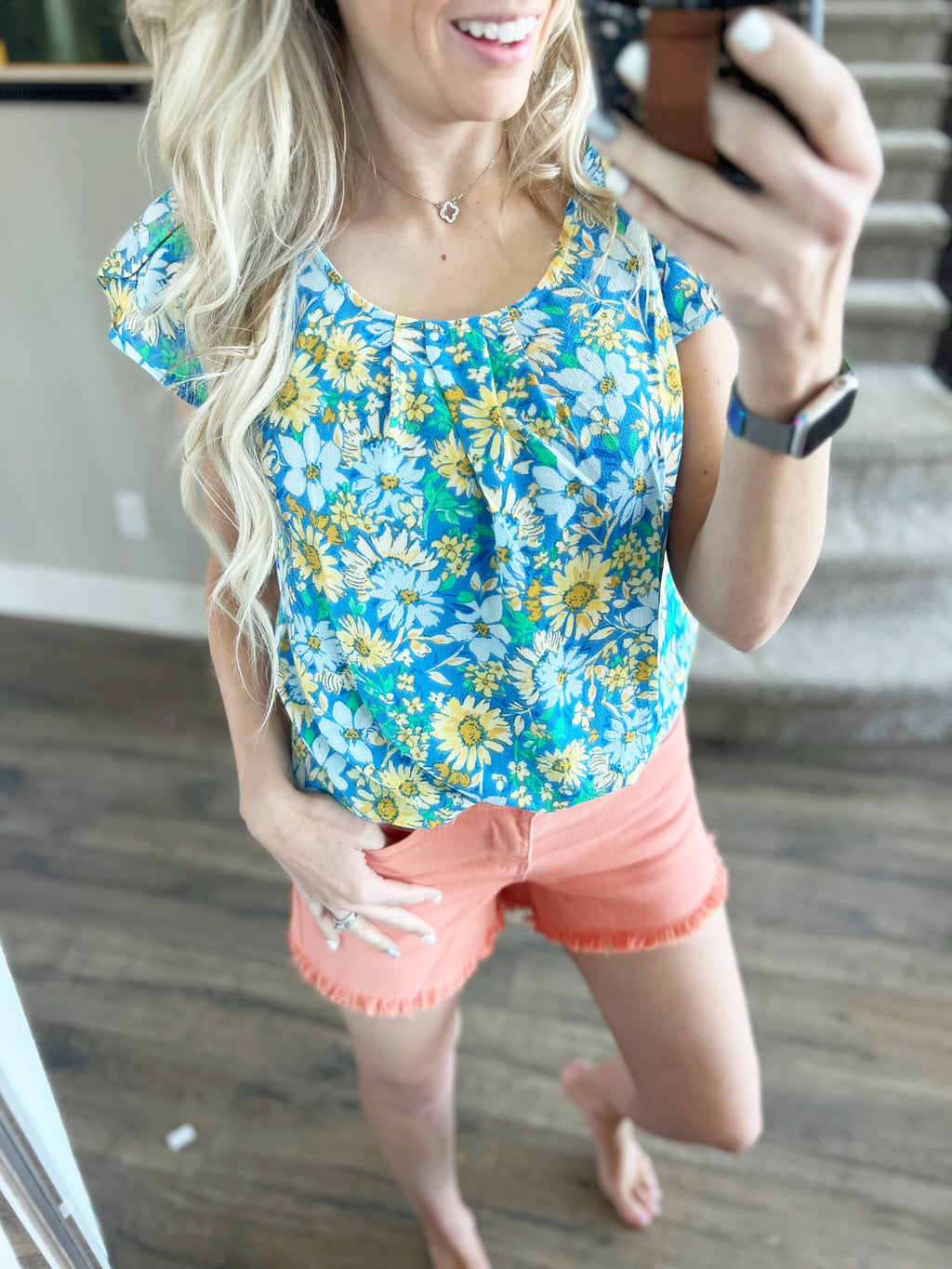 Right Now Floral Blouse in Blue