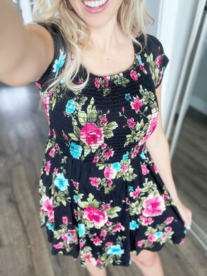 Tell Me I'm Pretty Dress in Black and Bright Floral