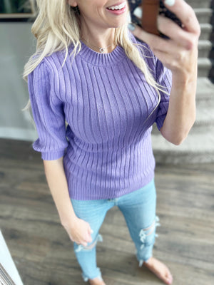 Unthinkable Ribbed 3/4 Sleeve in Lavender