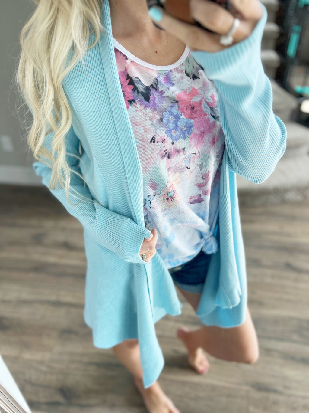 Instant Attention Dreamers Open Style Cardigan in Baby Blue