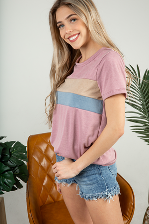 Choose to Change Color Block Top in Dusty Plum (SALE)