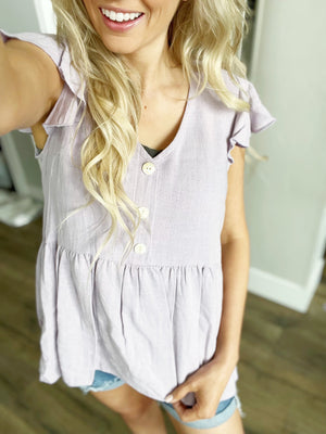 Hello Gorgeous Linen Top in Lavender