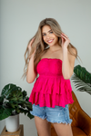 What to Think Crochet Top in Hot Pink