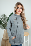 After Ribbed Double Hoodie in Gray (SALE)