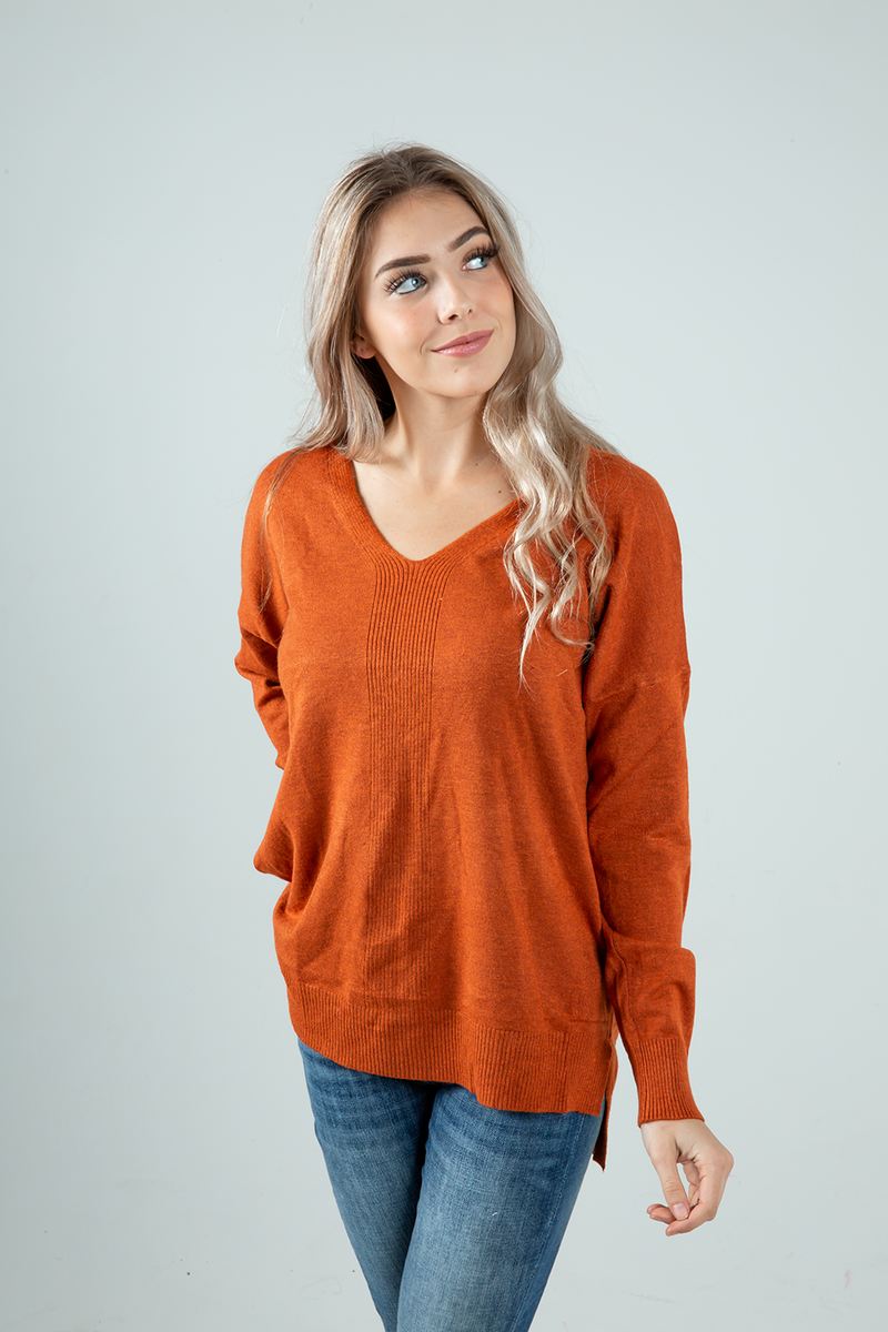 Hold Together Knit Pullover Sweater in Rust