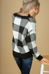 Change My Mind Plaid Sweater in Black (SALE)