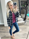 Here To Stay Flannel Button Up in Black