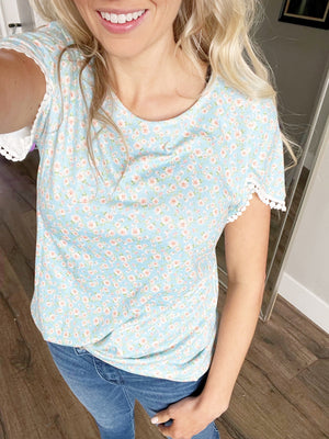 Say My Name Floral Top in Blue