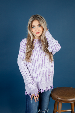 Just Like That Cable Knit Sweater in Vintage Lavender (SALE)