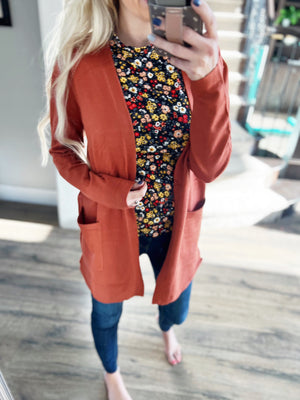 True To Yourself Cardigan in Brick