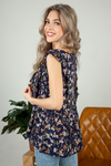 Break My Fall Floral Top in Navy (SALE)