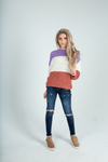 Could Ever Know Color Block Sweater in Lavender and Rust (SALE)