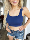 Miracle Ribbed Square Neck Padded Cropped Tank (Multiple Colors)