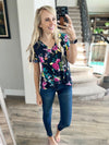 A Little Luck Short Sleeve in Navy and Fuchsia