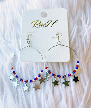 Freedom Rings Hoop Earrings In Red, White, & Blue