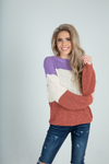 Could Ever Know Color Block Sweater in Lavender and Rust (SALE)