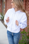 Fighting Me Zip Up Crop Hoodie in White