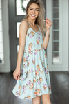 Can You Feel It Floral Dress in Dusty Blue (SALE)