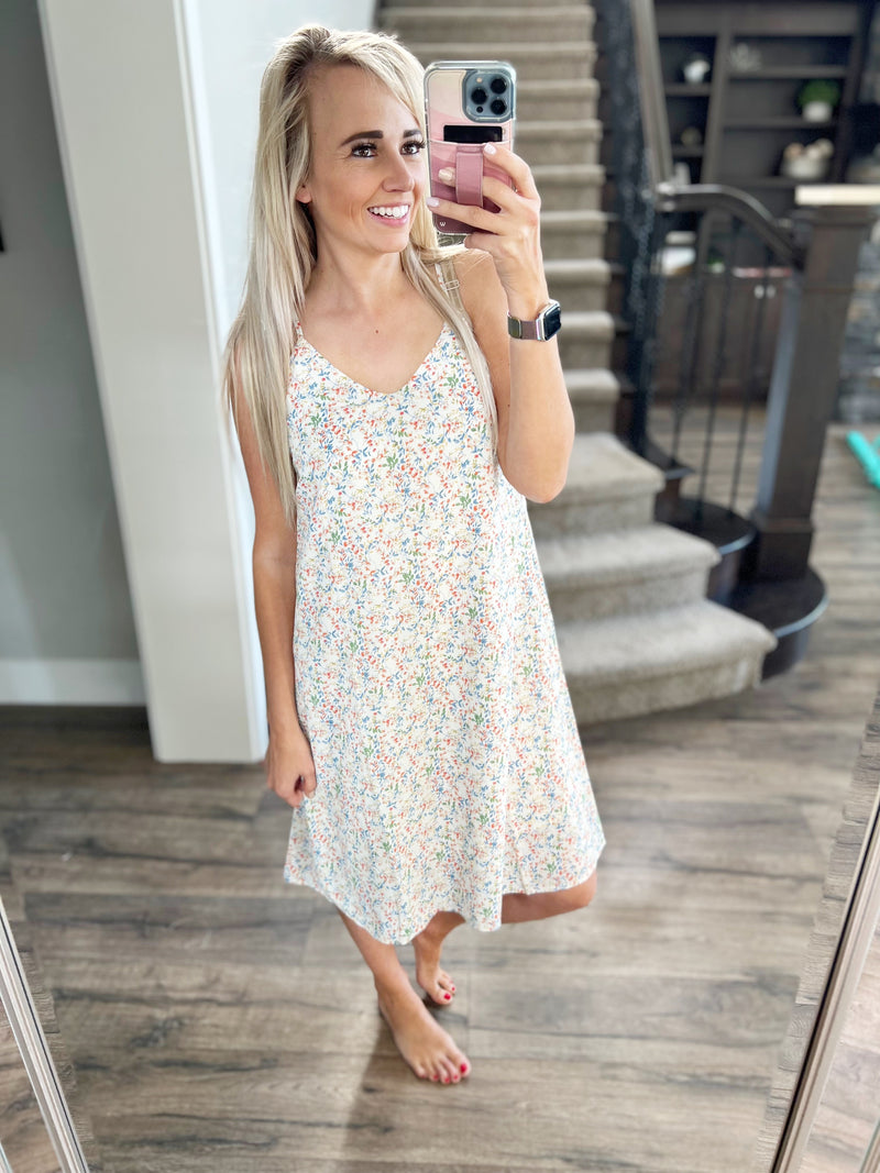 Get Enough Ditsy Floral Dress in Ivory