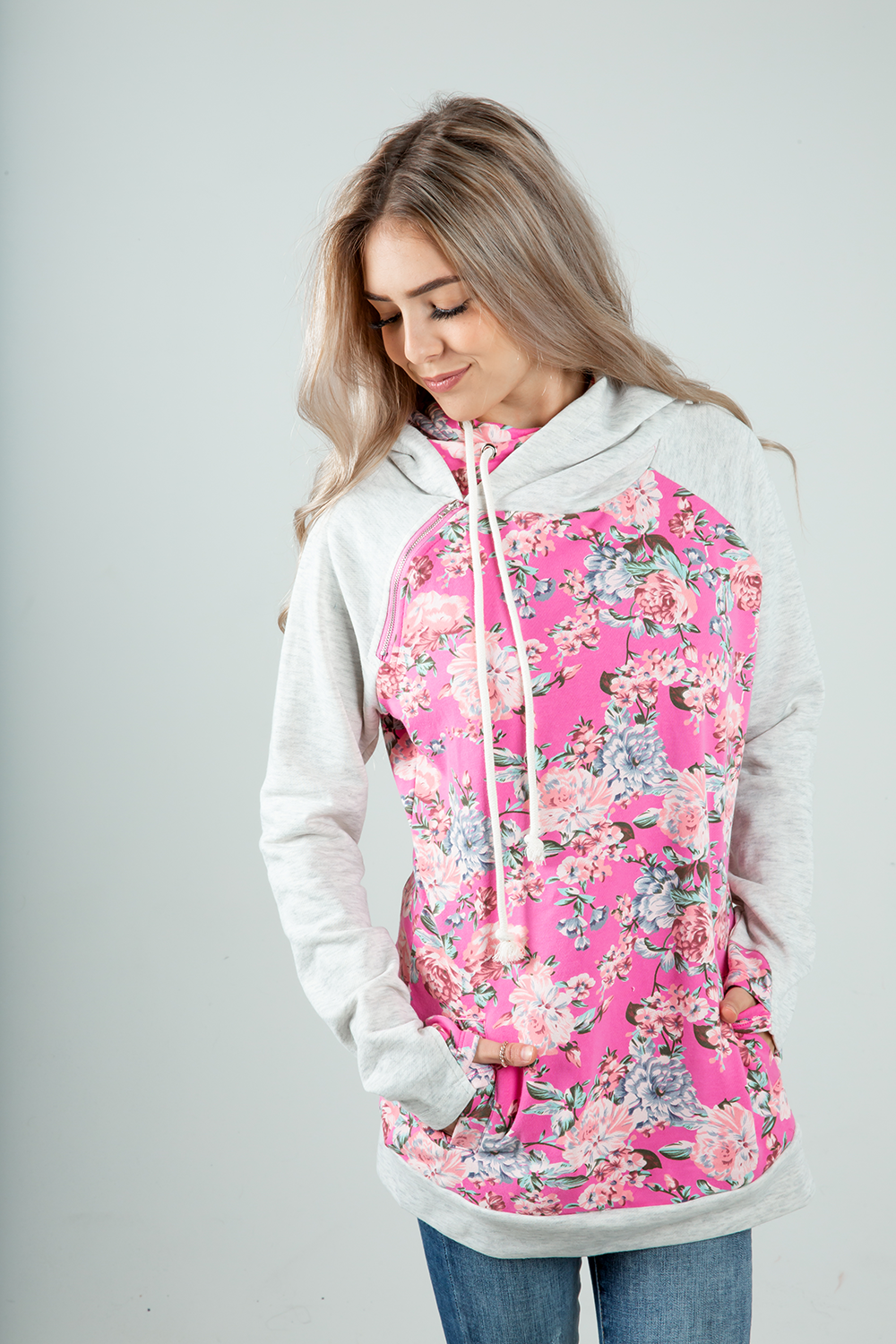 Floral double shop hoodie