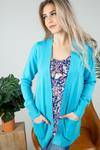 Letting Go Tonight Cardigan in Cerulean Blue
