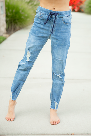 Unbelievable Medium Wash Distressed Jogger Pants (SALE)
