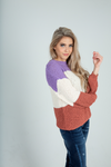 Could Ever Know Color Block Sweater in Lavender and Rust (SALE)