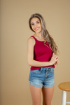 Want Me To Stay Ribbed Tank Top in Wine (SALE)