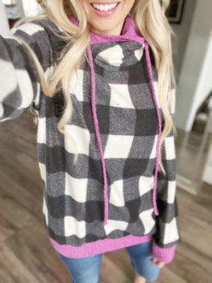 Adore You Buffalo Plaid Hoodie With Violet