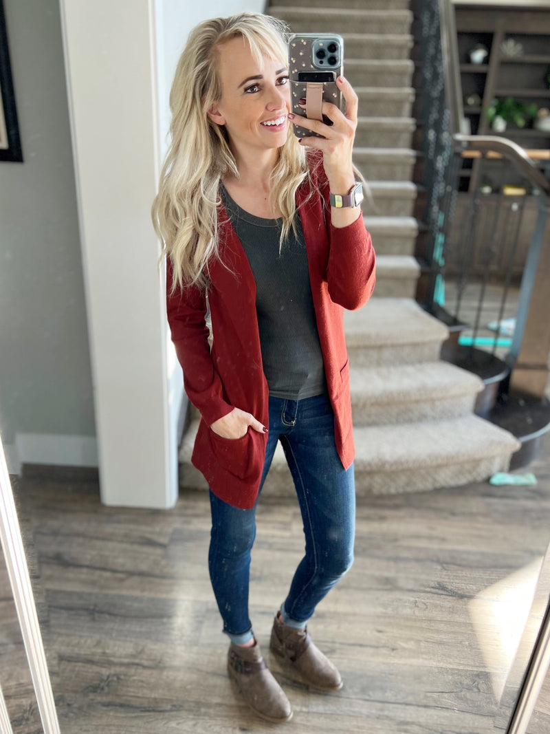 Leading Lady Cardigan in Rust