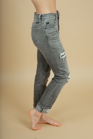 KanCan Coming Around Gray Distressed Straight Jeans (SALE)