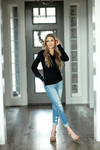 I Knew You V-Neck Sweater Top in Black
