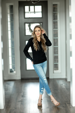 I Knew You V-Neck Sweater Top in Black