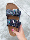 Another Thing Sandals in Black Sparkle