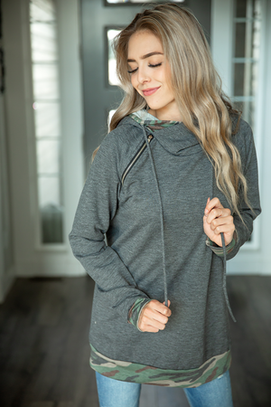 Couldn't Resist Double Hood in Grey and Camo