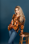 Breathe In Floral Hoodie in Rust