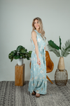 All Done Floral Maxi Dress in Gray Blue